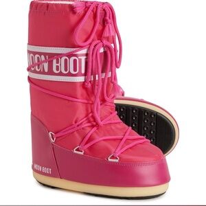 MOON BOOT Pink / Red Icon Nylon Boots - Size (45-47) Womens 10 - 11.5! BRAND NEW